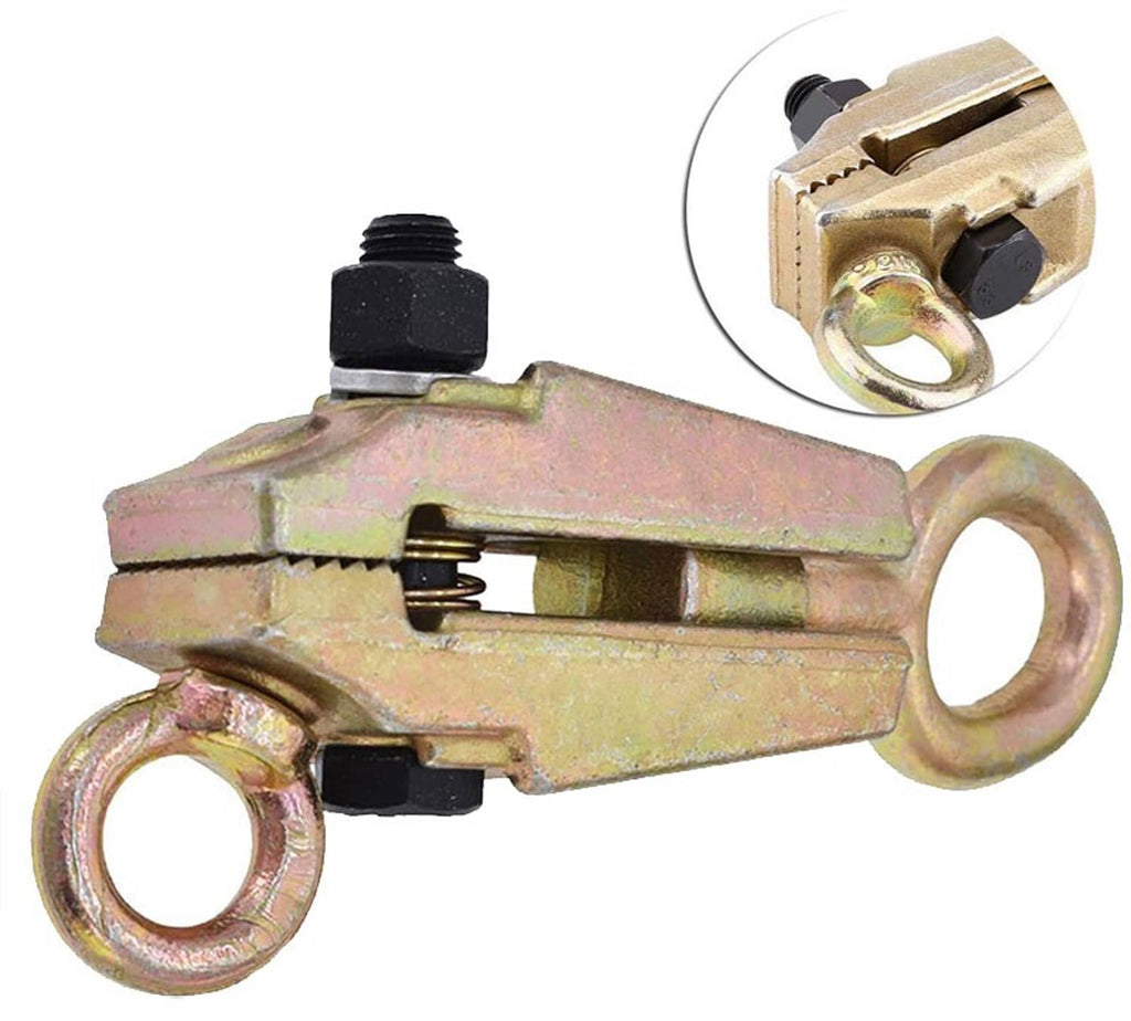 Self-tightening auto body pull clamp with eye hook and black screw