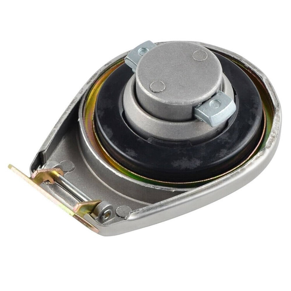 Fuel tank lock cap base with round cylinder and metal latch frame