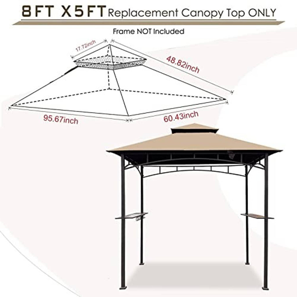 Beige replacement canopy top only, 8 ft x 5 ft; frame not included