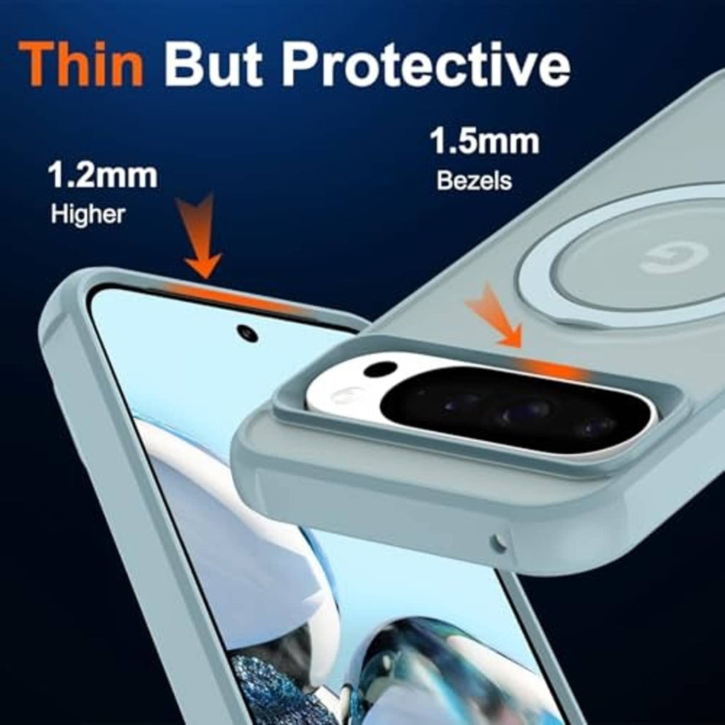 Teal protective phone case with raised camera cover and screen bezels