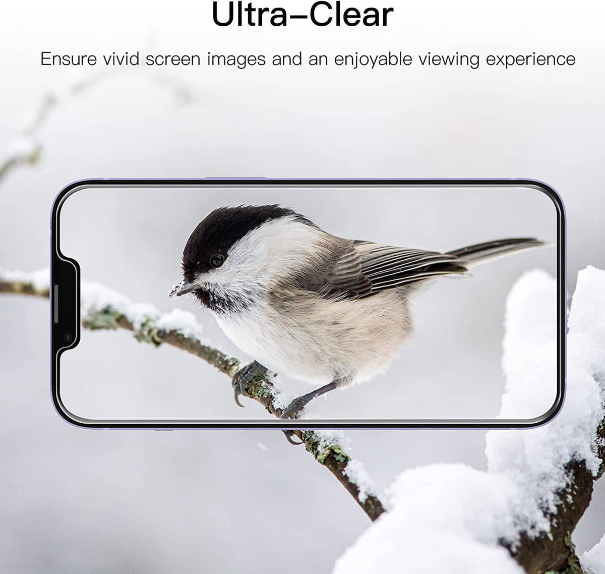 Ultra-clear tempered glass screen protector covering an iPhone display