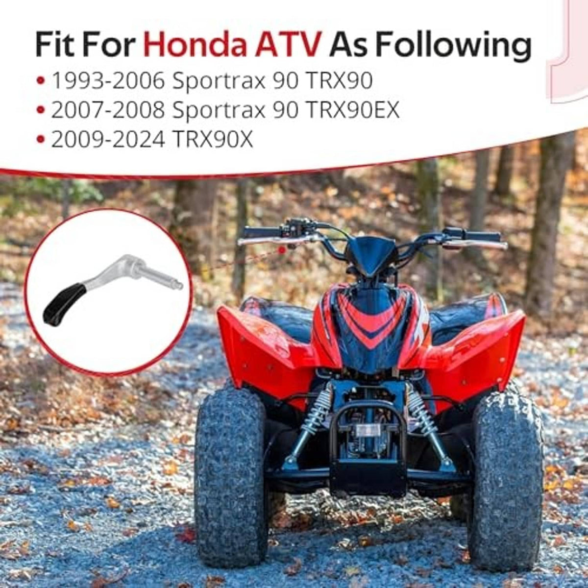 ATV thumb throttle lever shown with black rubber thumb grip for quick control