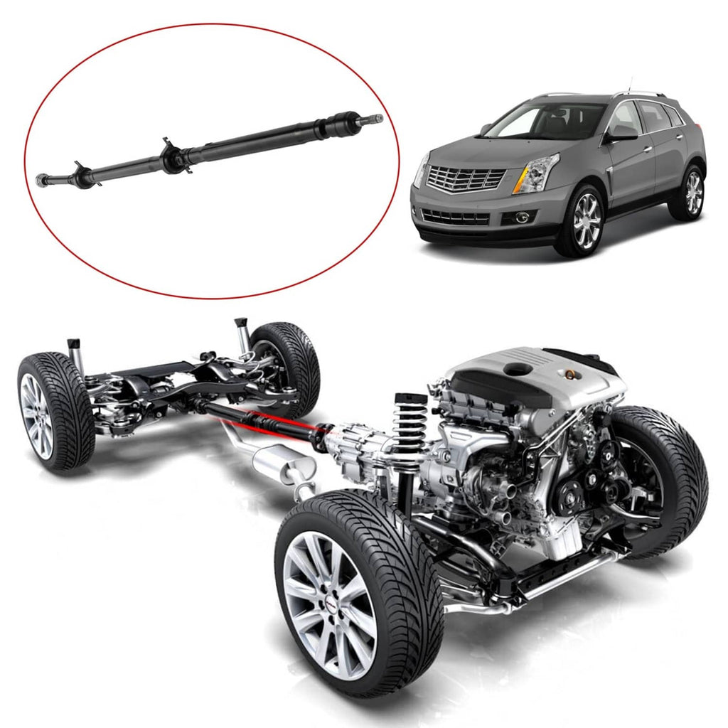 Rear propeller shaft assembly shown on vehicle with highlighted part inset