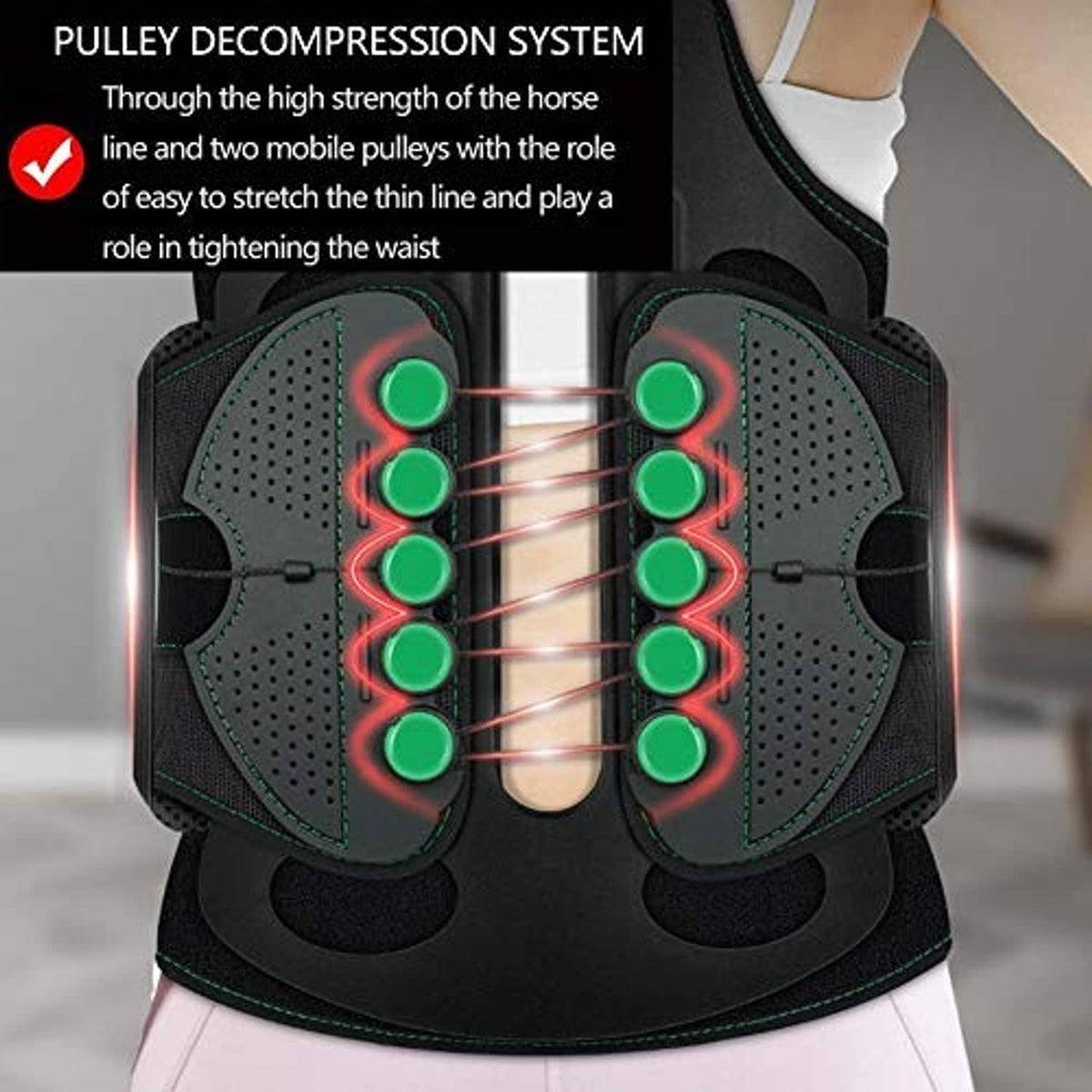 Thoracic brace back panel with curved supports and multiple green indicator lights