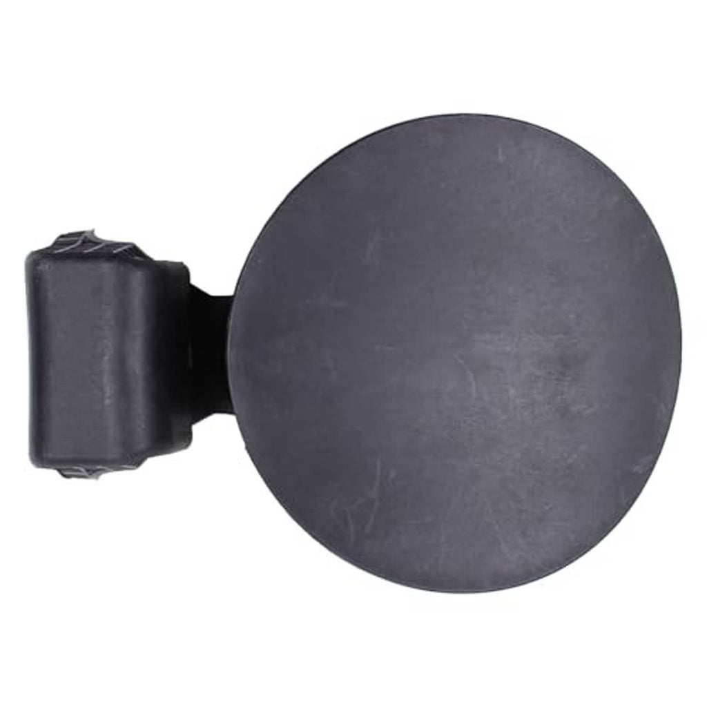 Fuel filler door cover with left mounting bracket and round dark gray face