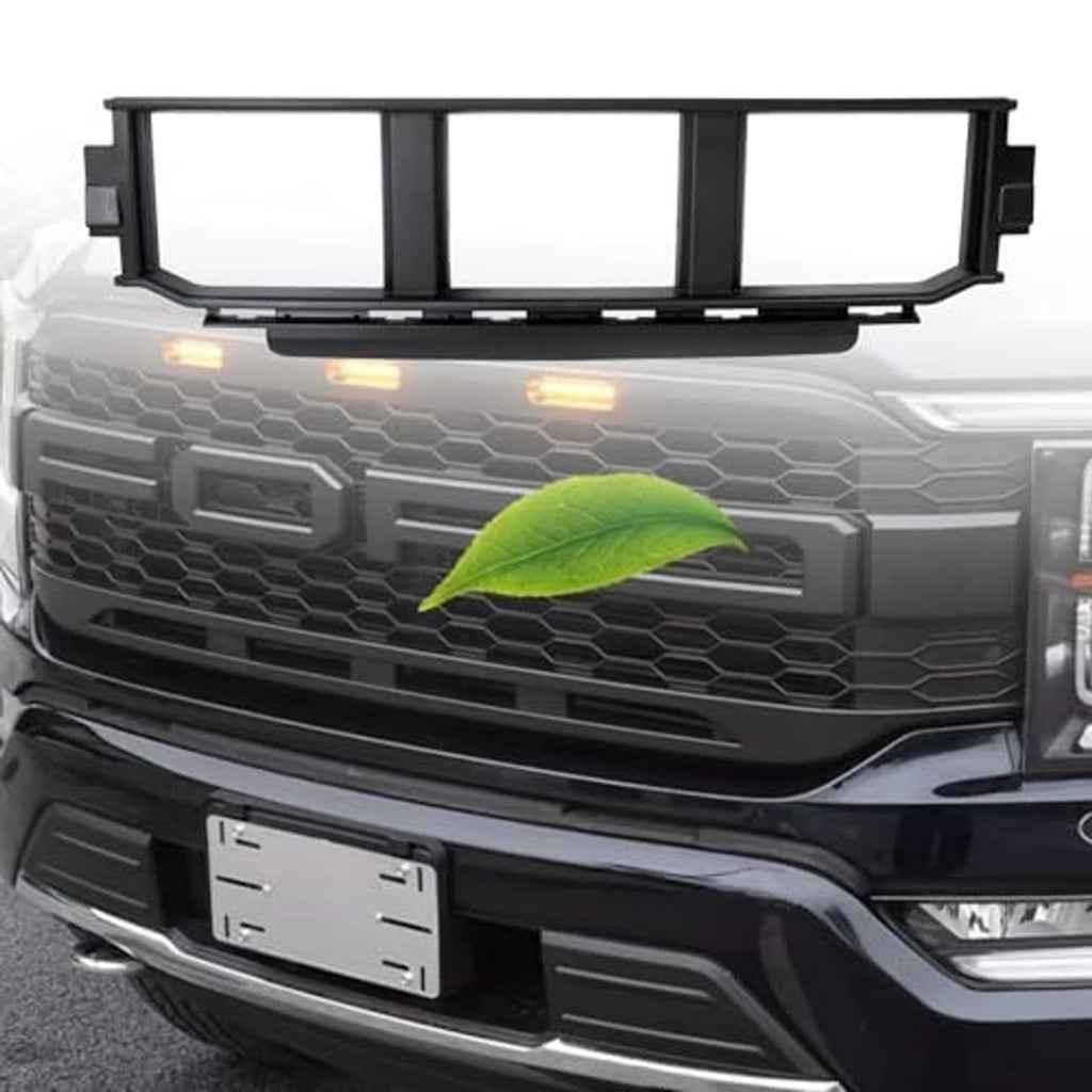 Black front lower bumper grille insert installed on truck front opening
