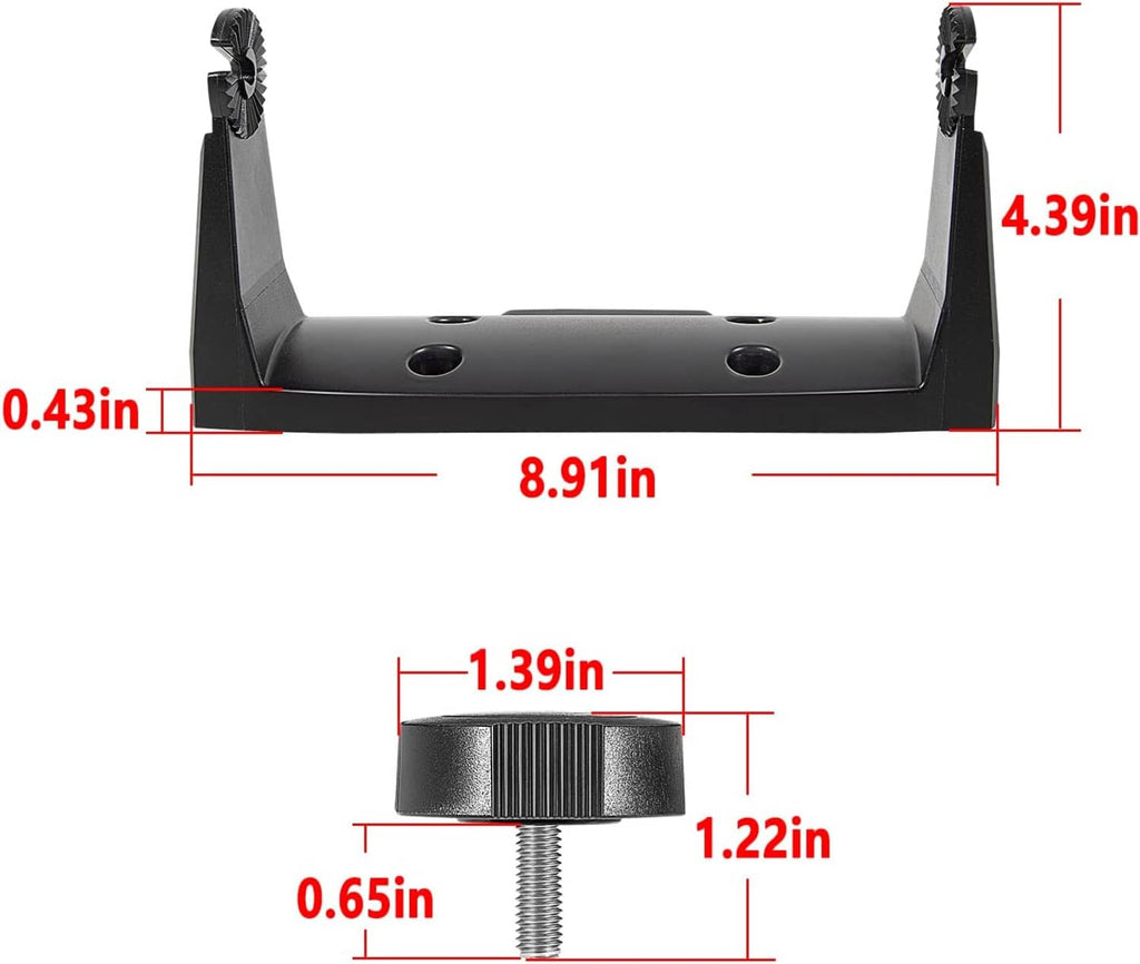 Black bracket dimensions: 8.91 in wide; post height 1.22 in; base width 1.39 in
