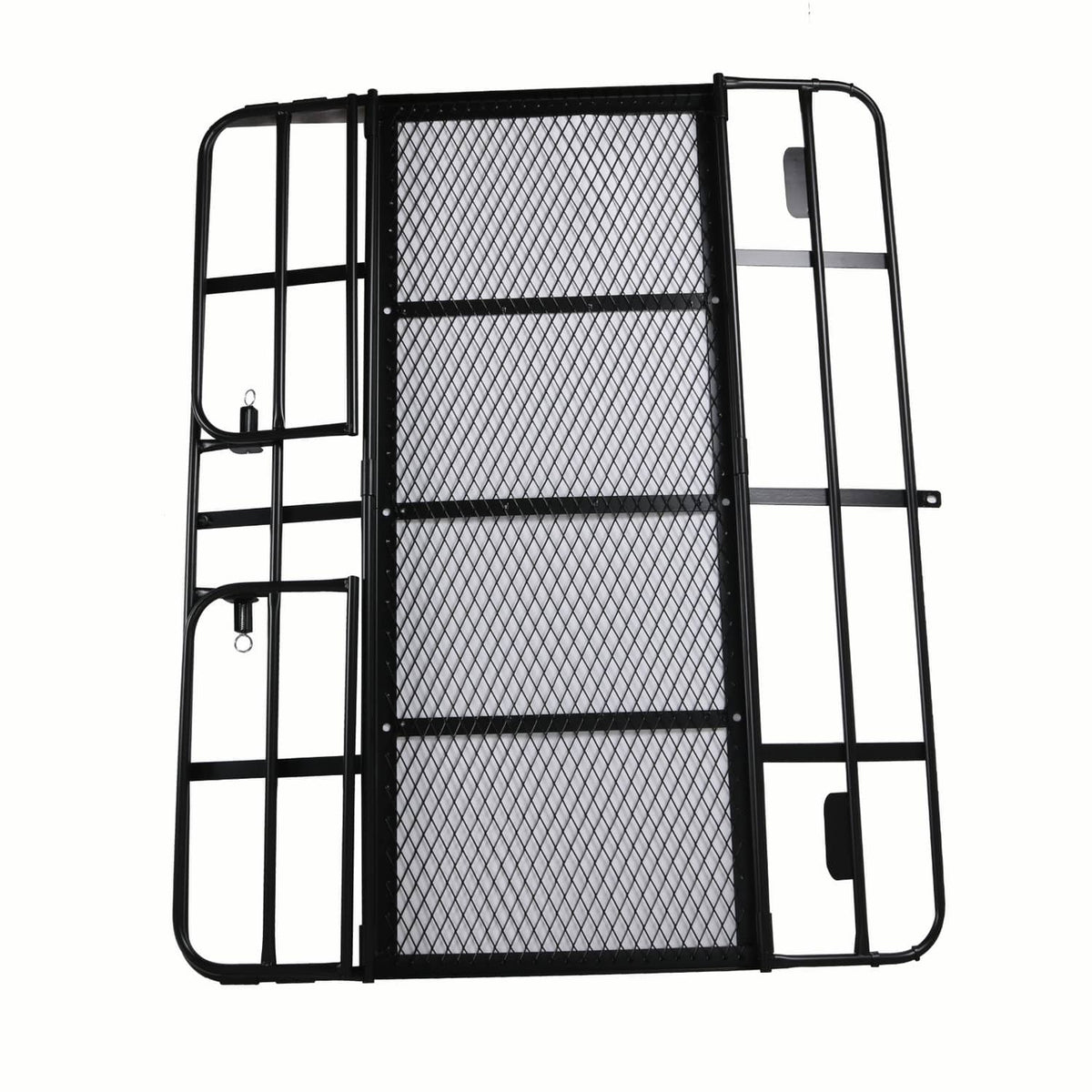 Hitch cargo carrier basket with tall mesh end panels and black frame rails
