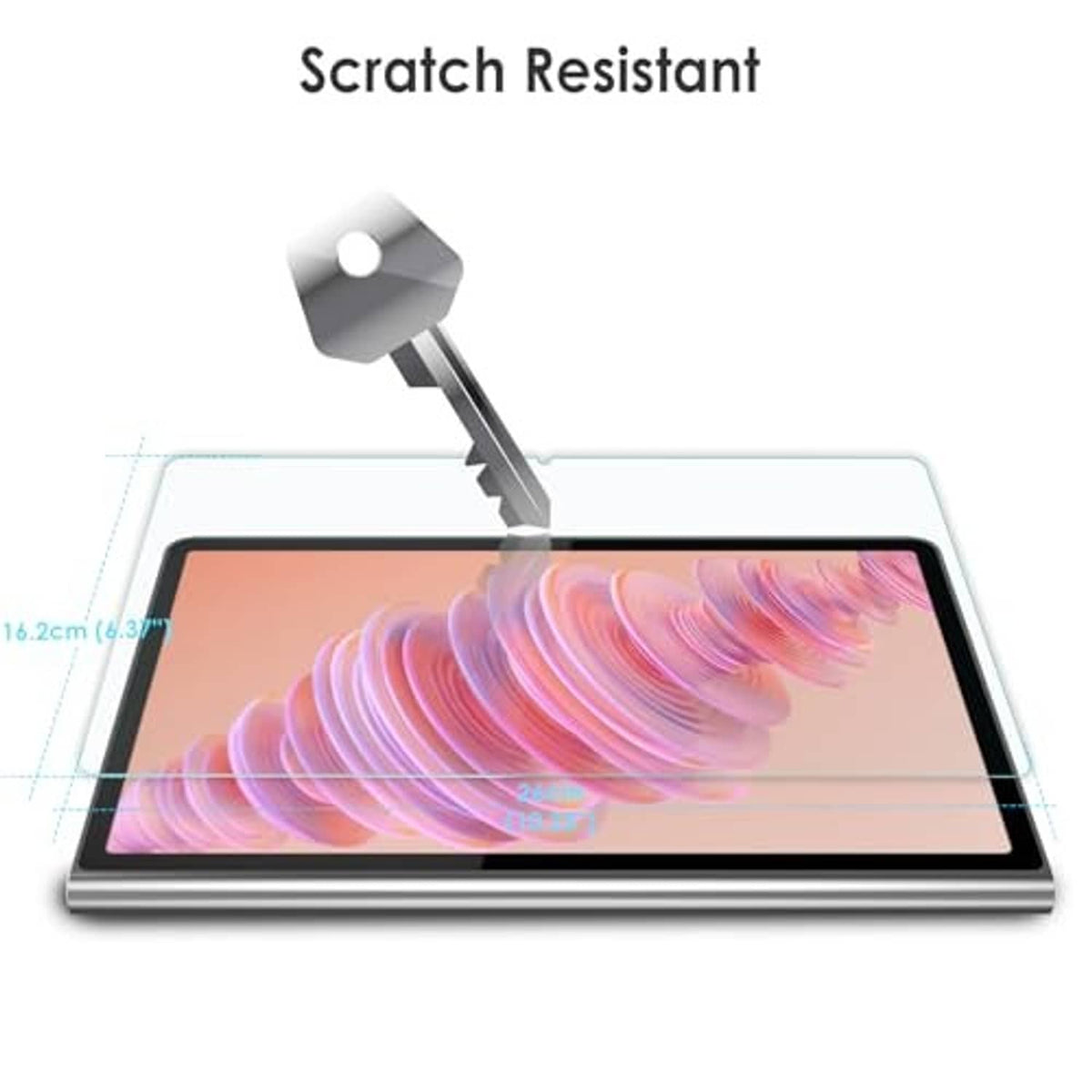 Scratch-resistant clear tempered glass screen protector for tablet, tool scratch test