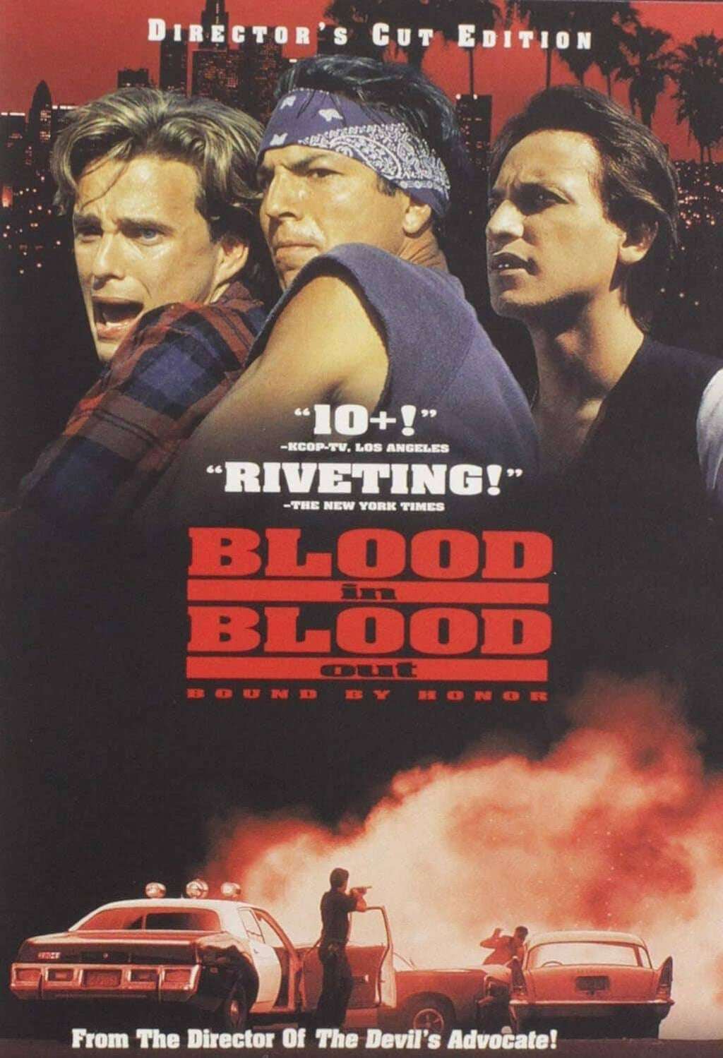 DVD cover for Blood In, Blood Out, director’s cut edition, three men artwork