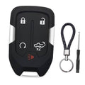 Black 5-button key fob shell case replacement with metal key ring and braided lanyard