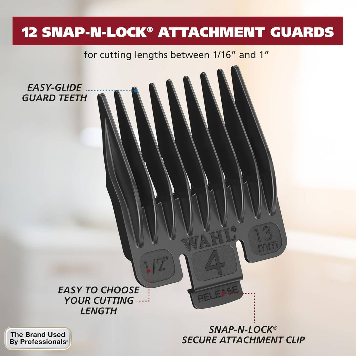 Snap-on attachment guards for hair clipper with easy-glide guard teeth