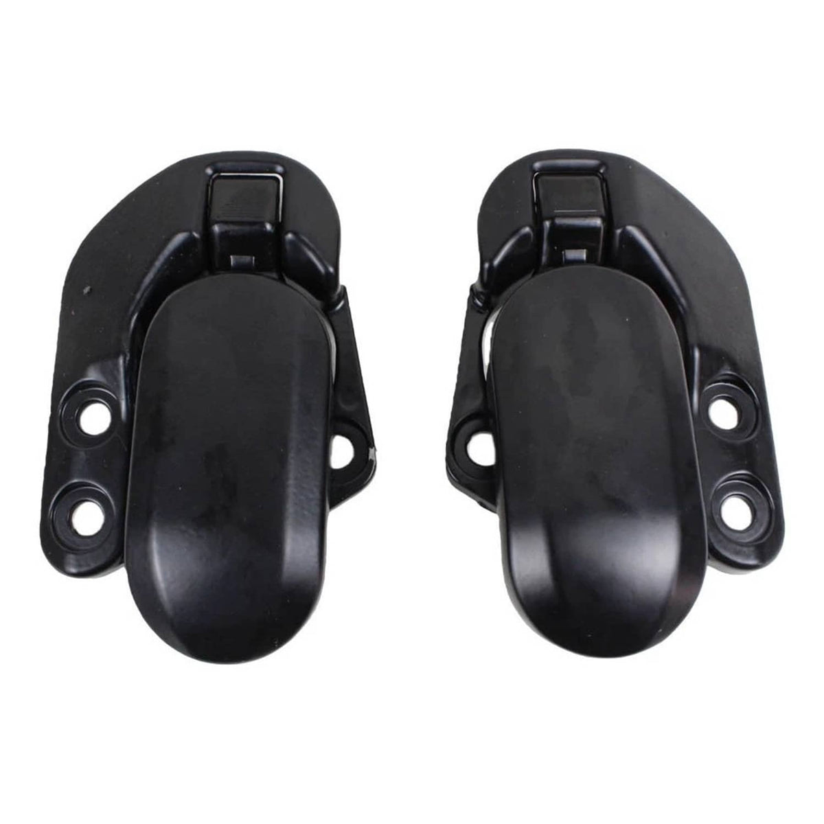 Pair of black convertible roof latch locks with looped mounting tabs