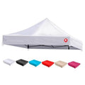 White 10x10 canopy replacement top with side tie loops and peaked roof, logo panel