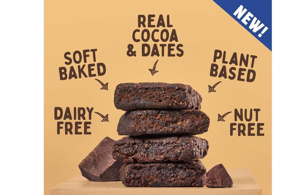 Double chocolate brownie bar pack with real cocoa & dates, plant based, dairy free