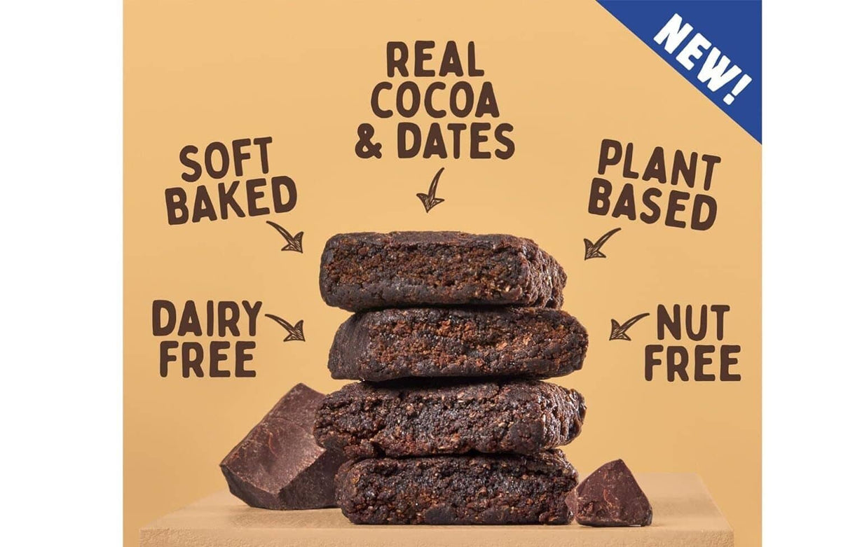 Double chocolate brownie bar pack with real cocoa & dates, plant based, dairy free