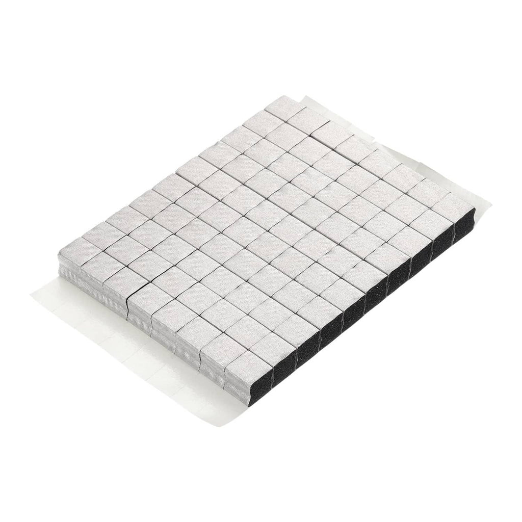 Silver-gray RF Faraday foam tiles sheet with grid pattern, adhesive backing on bottom