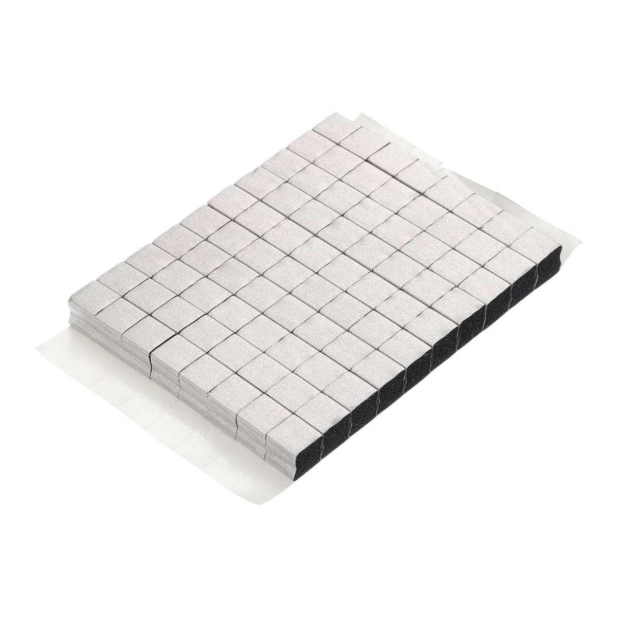 Silver-gray RF Faraday foam tiles sheet with grid pattern, adhesive backing on bottom