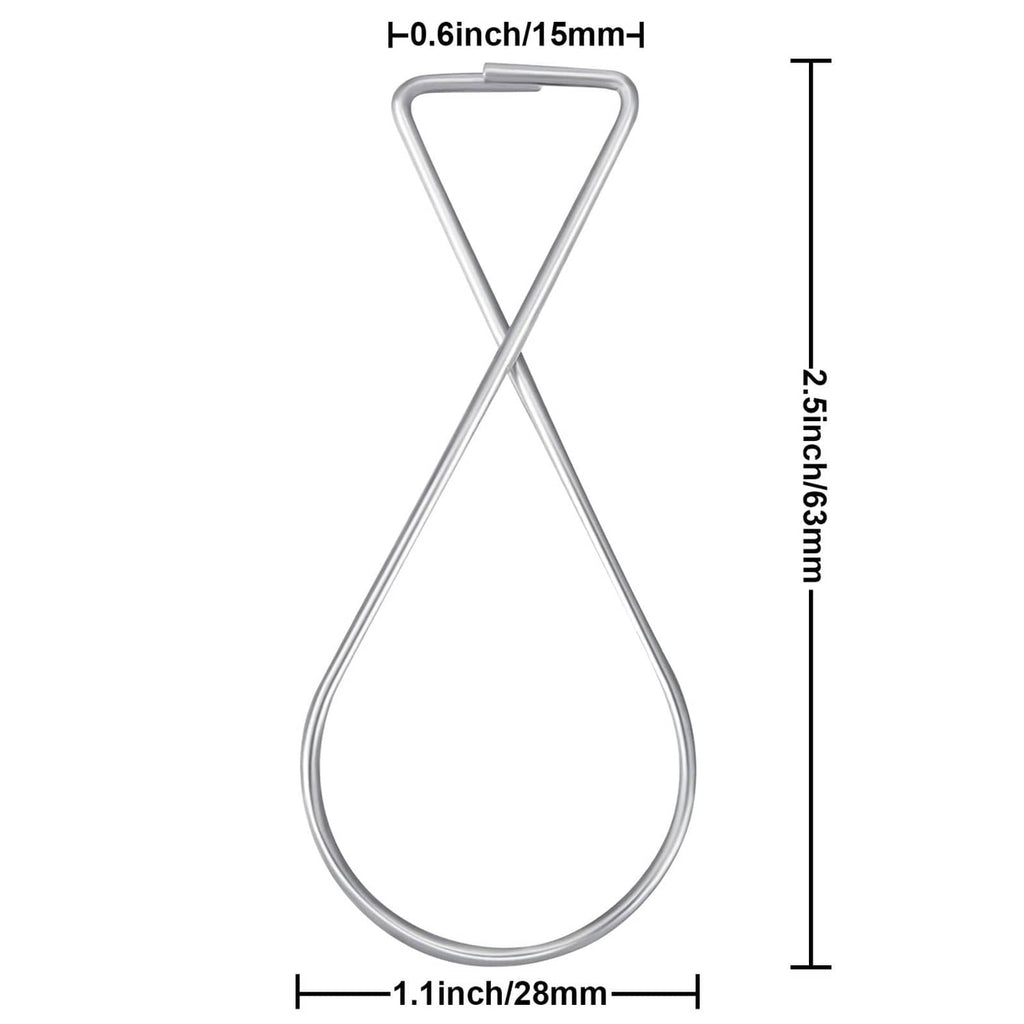Ceiling hook clip with size markings: 1.1 in (28 mm) and 1.5 in (38.5 mm)