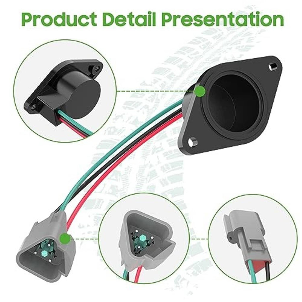 Golf cart speed sensor kit with close-up connector, sensor flange, and wire leads