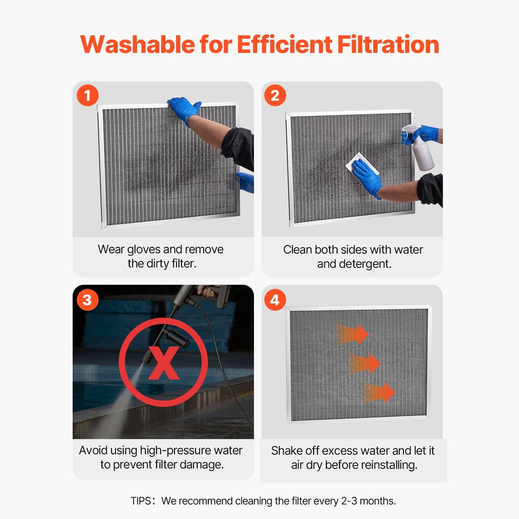 Washable electrostatic air filter with gray mesh and silver aluminum border