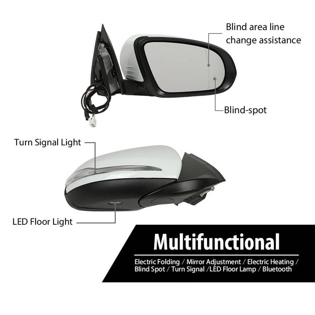Right-side mirror assembly with blind-spot indicator and turn-signal lamp