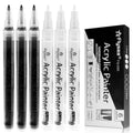 Acrylic paint pen set with black and white tips, six markers in the box