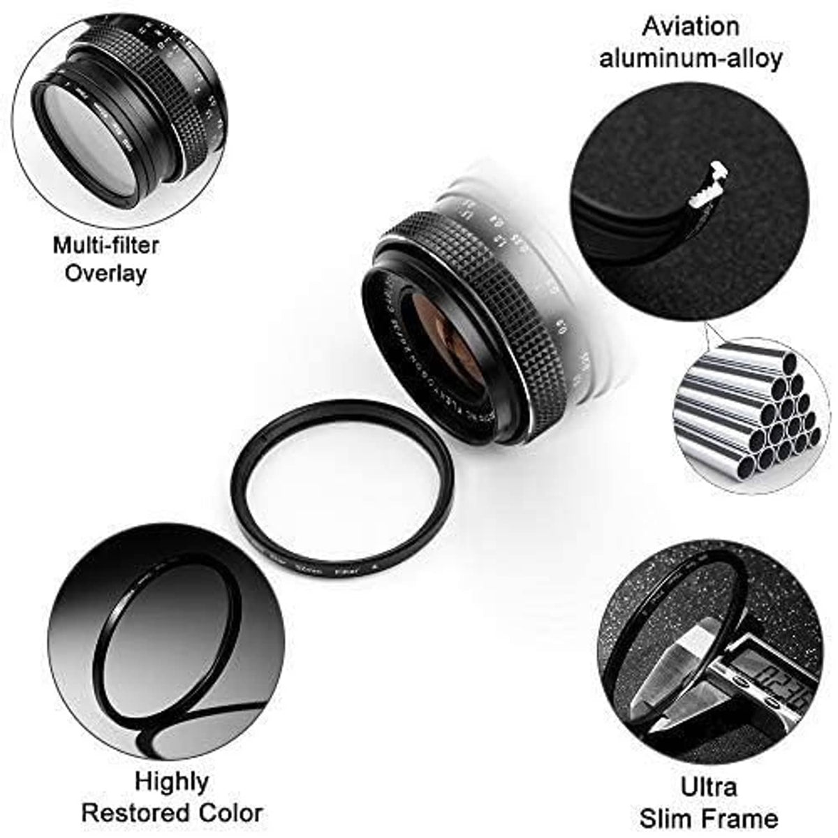 67mm star filter lens kit with metal rings and included cases and microfiber cloth