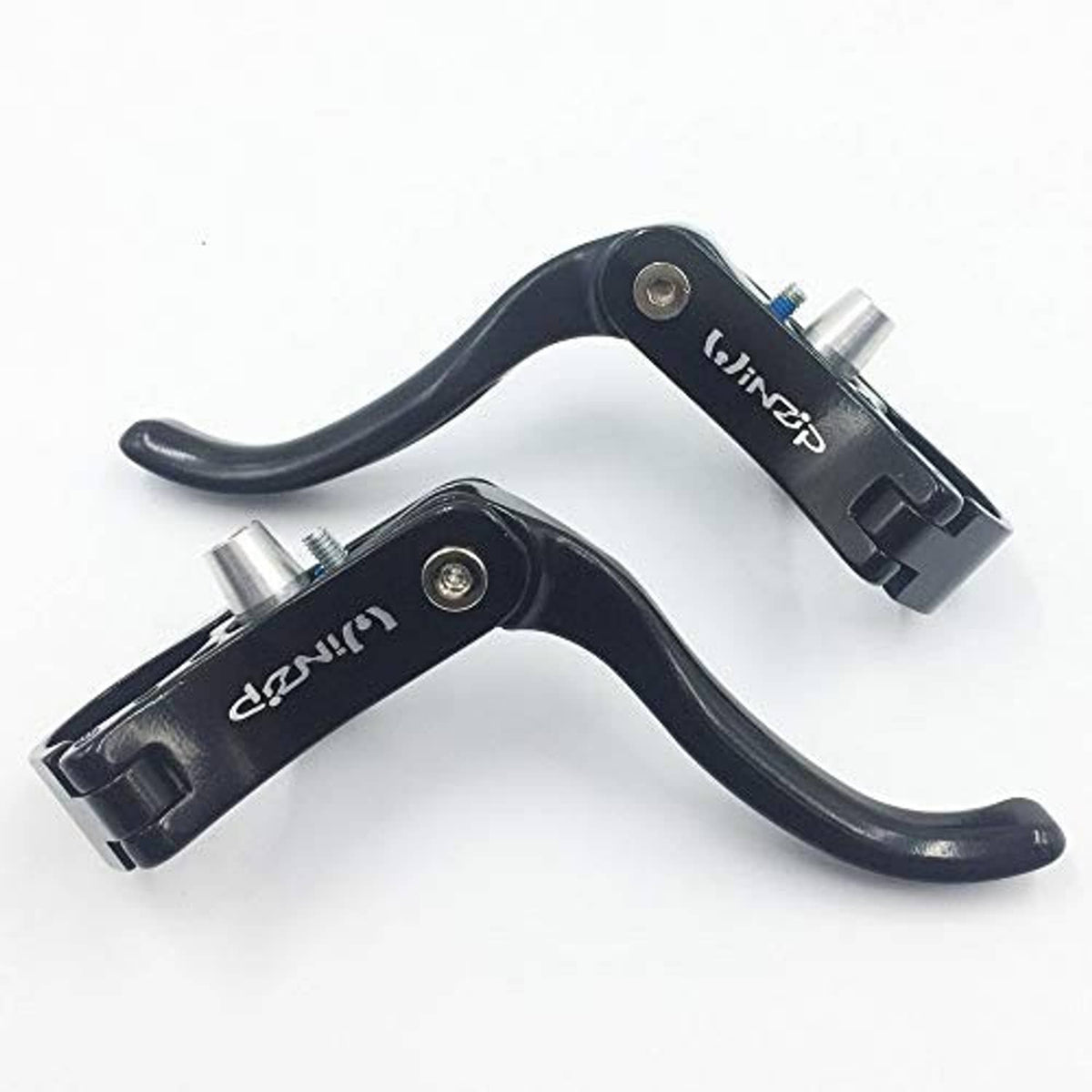 Black road bike brake levers with mounting hardware, aluminum alloy, 22.2mm