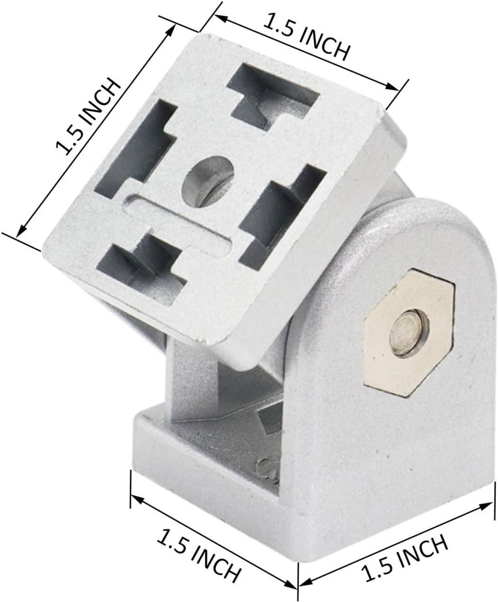 Aluminum extrusion pivot joint connector with mounting base and screw attachment