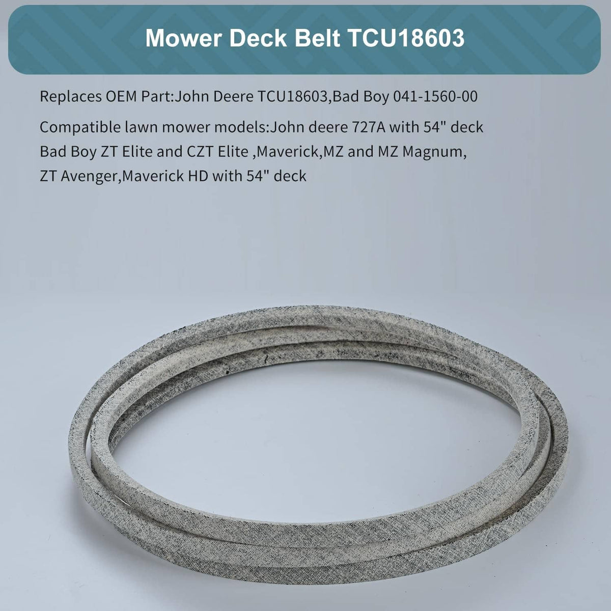 Holdly mower deck belt, gray looped rubber belt for lawn mower deck drive
