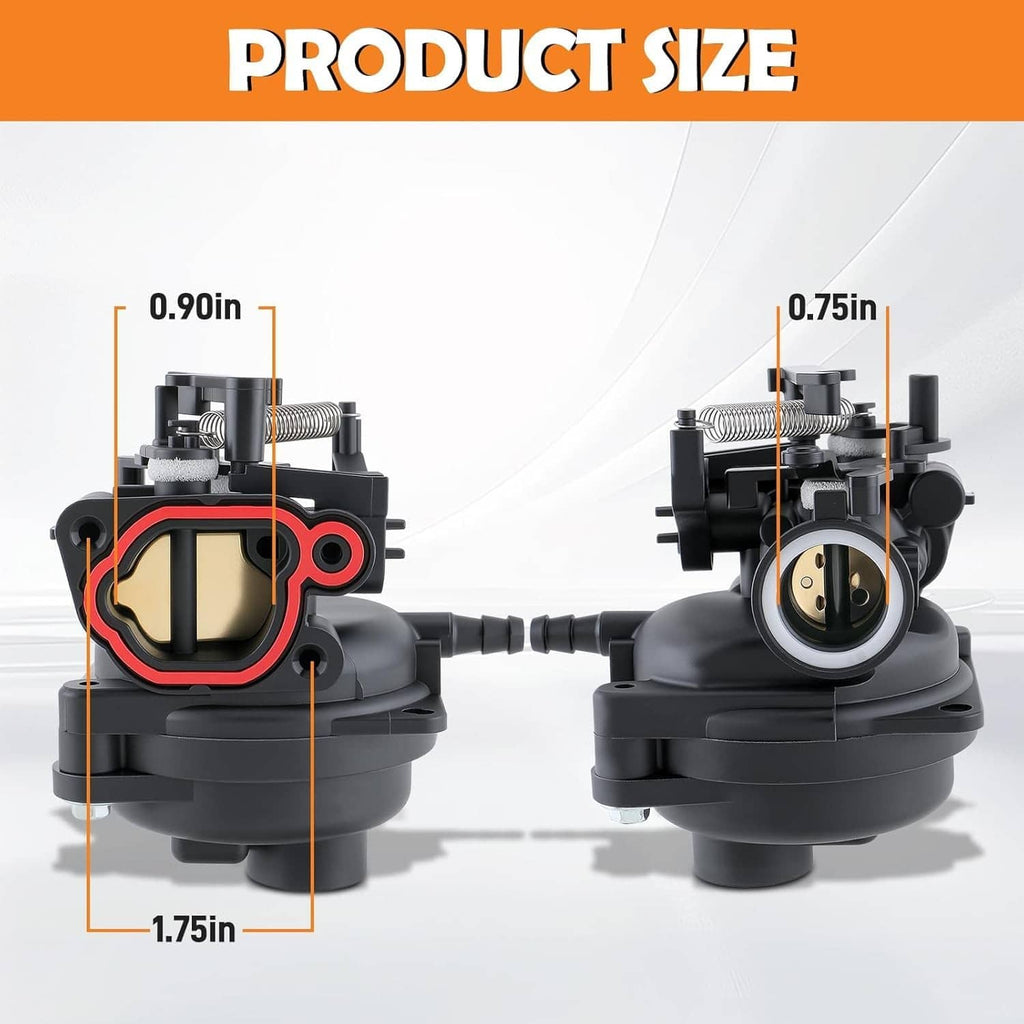 Carburetor size comparison view with red-trim gasket and dual ports