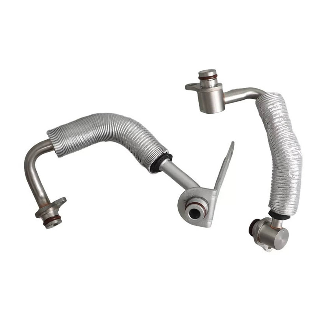 Turbo coolant hose pipe set with braided hoses and multiple metal connector brackets