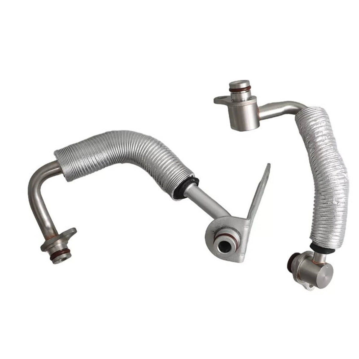 Turbo coolant hose pipe set with braided hoses and multiple metal connector brackets