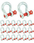 Galvanized screw pin shackle with red pin, D-ring anchor for secure tie-downs