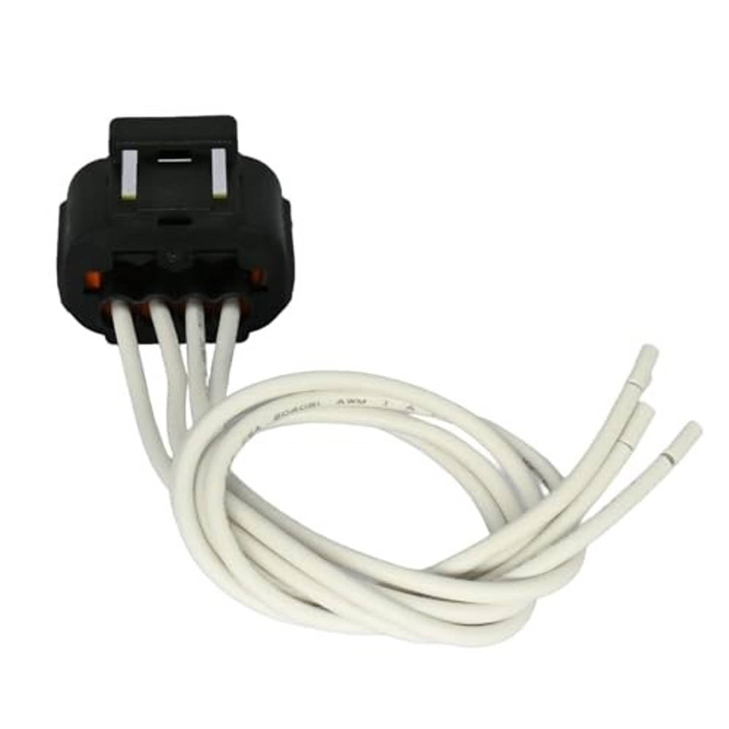 Throttle position sensor wiring connector with black housing and multiple white wire leads
