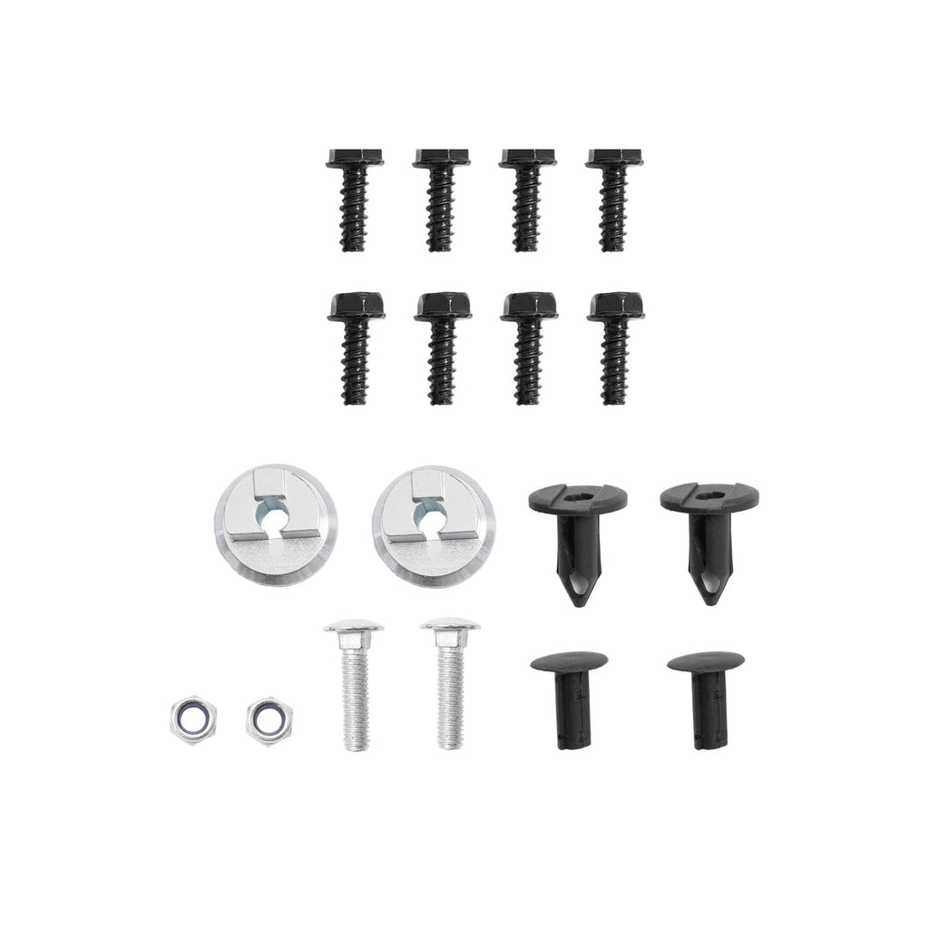 Assorted mounting hardware screws and clips for upper hood and grille installation