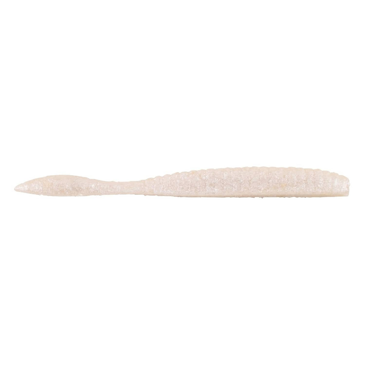 White pearl flat worm fishing bait, 3.6 in finesse soft plastic profile