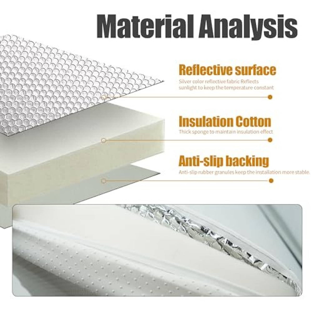 RV vent insulator layered foam design with silver reflective outer surface