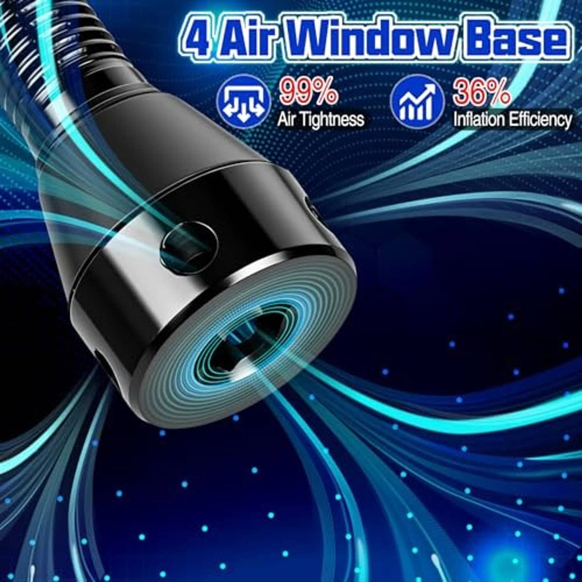 Black Presta tubeless valve stem base with threaded air port, close-up view