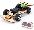 Wooden STEM racing car kit with large wheels and purple remote control PCB
