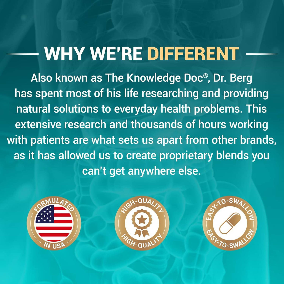 TUDCA supplement badges: USA cGMP quality and easy-to-swallow