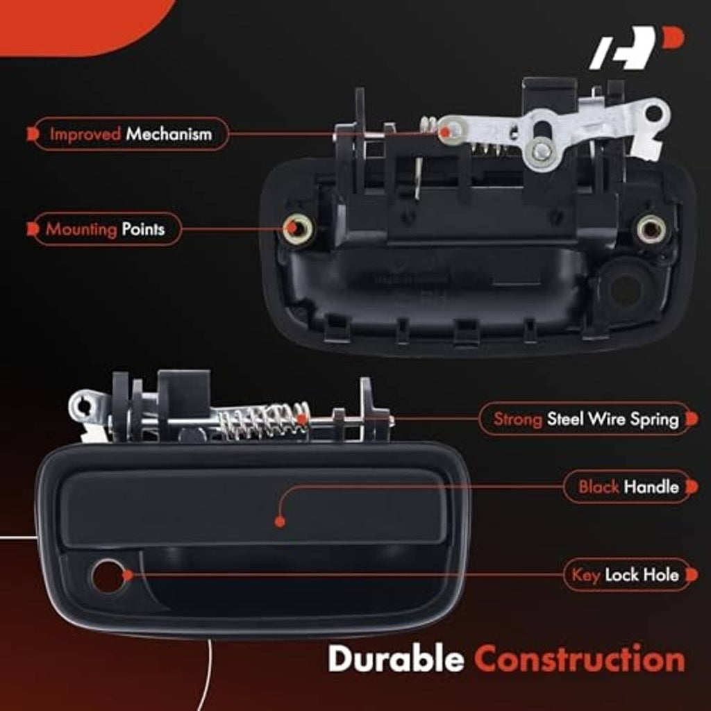 Front right exterior outside door handle with keyhole, durable black handle assembly