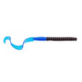 Blue and black curly tail soft plastic fishing worm bait