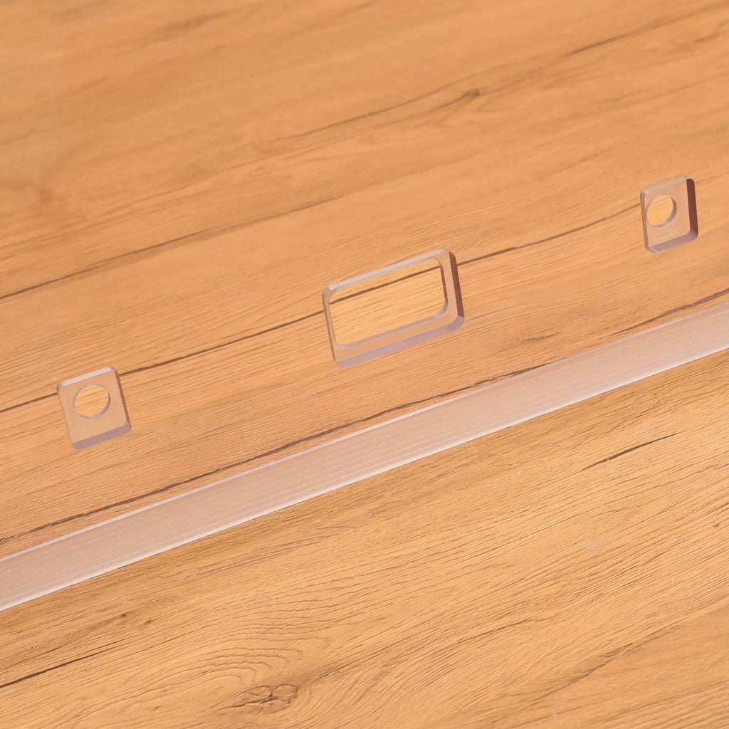 Close-up of door glass window mounting slots and square fastener openings