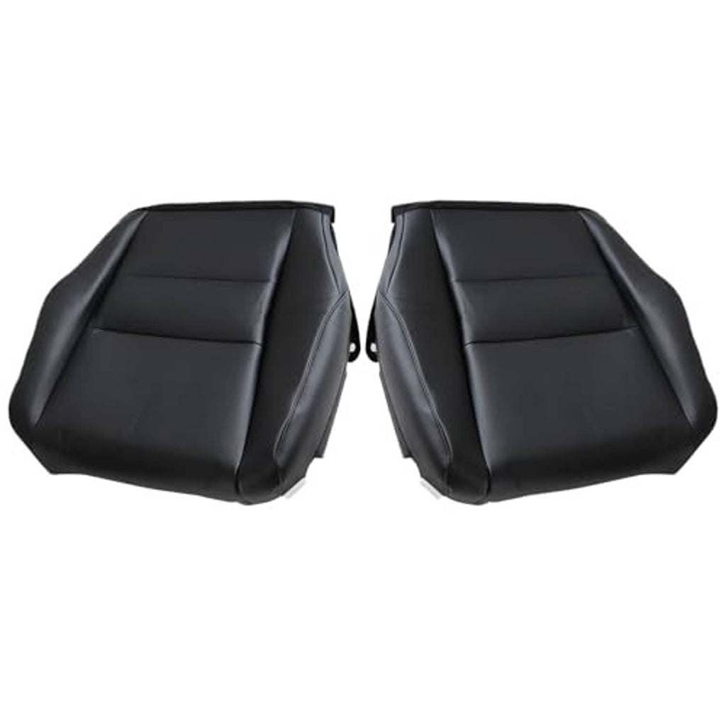 Black leather-look front seat bottom replacement covers for driver and passenger, two pieces