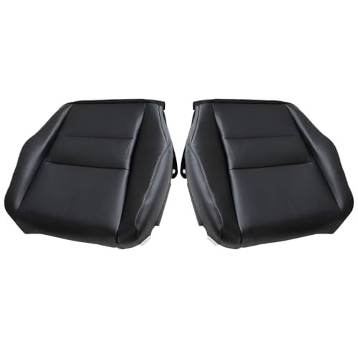 Black leather-look front seat bottom replacement covers for driver and passenger, two pieces