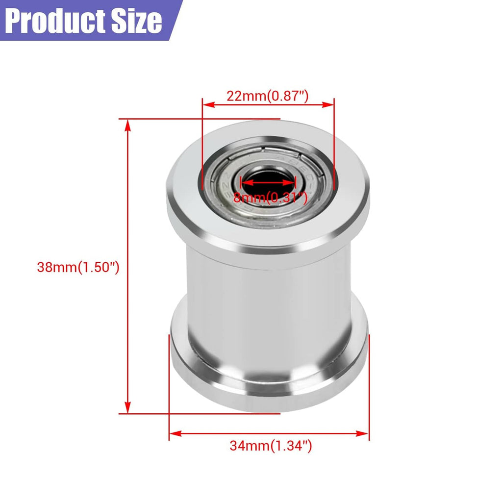 Mini bike chain tensioner size diagram with roller housing and outer ring measurements