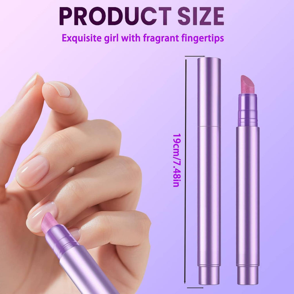 Purple cuticle oil pen with applicator, pictured next to a second pen