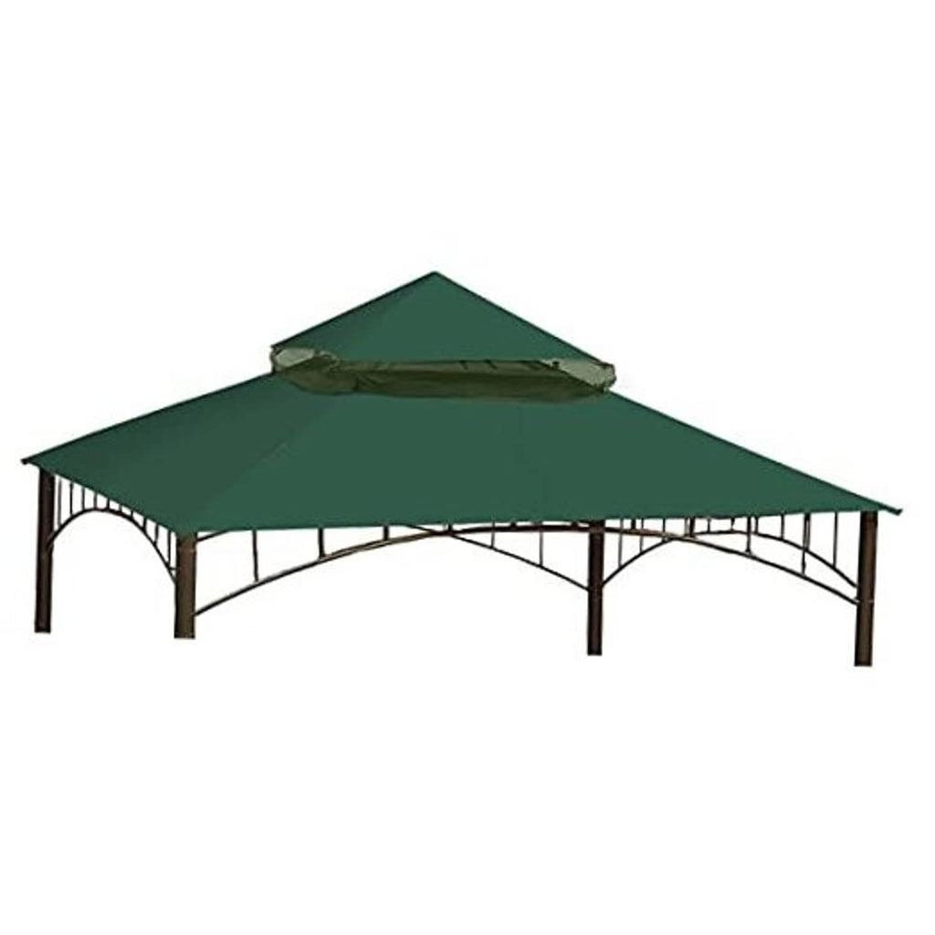 Dark green gazebo replacement canopy with curved frame and vented roof fabric